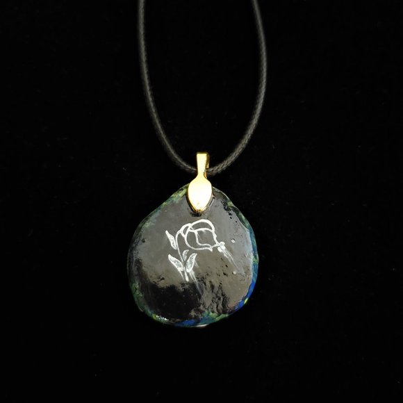 Hand Painted Dot Art Pendant, Lemon Lime Mod Pendant - Picture 10 of 14